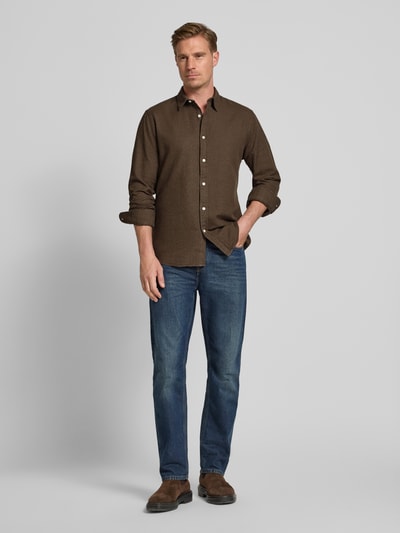 SELECTED HOMME Regular fit vrijetijdsoverhemd van puur katoen, model 'NOAH' Chocoladebruin - 1