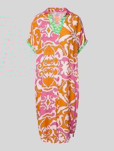 Emily Van den Bergh Knielanges Kleid mit V-Ausschnitt Orange 2