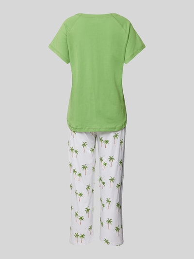 LOUIS & LOUISA Pyjama met statementstitching, model 'Capri' Groen - 3