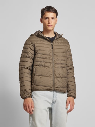 Jack & Jones Kurtka pikowana z kapturem model ‘ESTATE’ Szarobrązowy 4