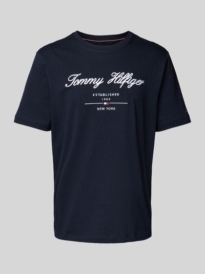 Tommy Hilfiger T-shirt z wyhaftowanym logo Granatowy 1