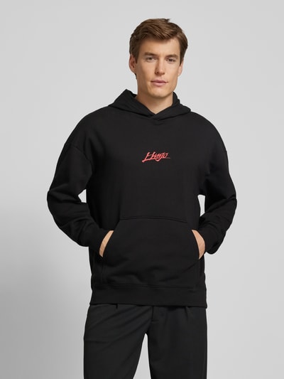 HUGO Hoodie met labelstitching, model 'Dlogolong' Zwart - 4