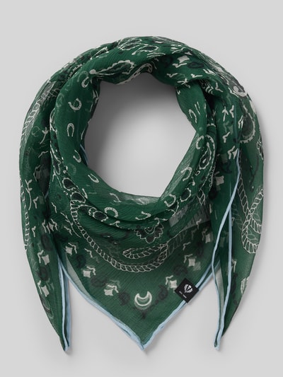 Produktfoto, Seidentuch aus reiner Seide in semitransparentem Design von FRAAS, Rechteckform, grün mit Allover-Paisley-Muster und feiner Textur