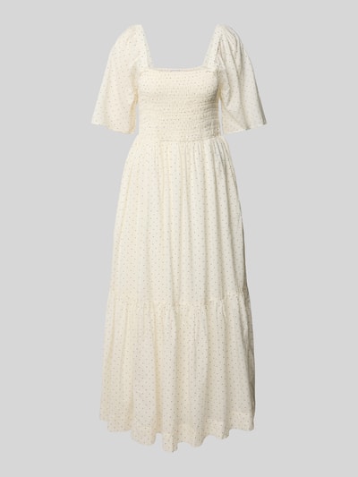 Selected Femme Sukienka midi z marszczonymi detalami model ‘DORA’ Złamany biały 2