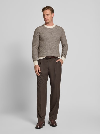 SELECTED HOMME Regular Fit Strickpullover mit Alpaka-Woll-Mix Modell 'RAI' Dunkelbraun 1