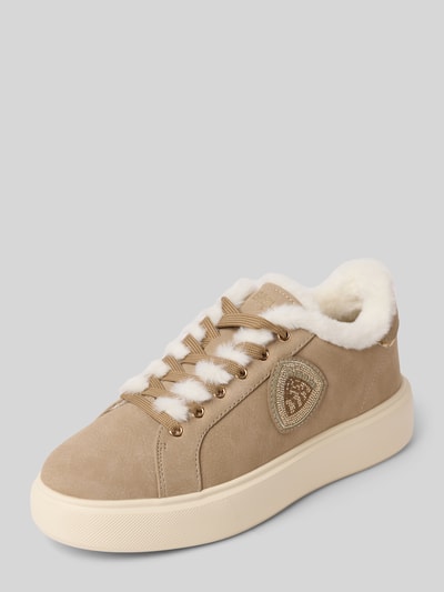 Blauer USA Sneaker aus Leder mit Ziersteinbesatz Modell 'VENUS05' Beige 1