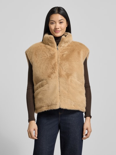 Someday Relaxed Fit Weste aus Kunstfell Modell 'Vaari' Sand 4