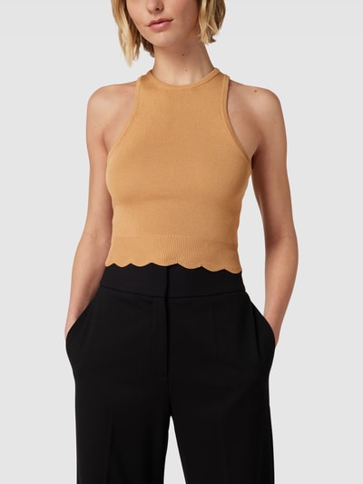 GUESS Crop Top mit geripptem Saum Modell 'ADA' Sand 4