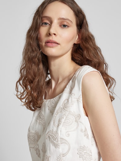 WHITE LABEL Knielange kokerjurk met paisleymotief Offwhite - 3