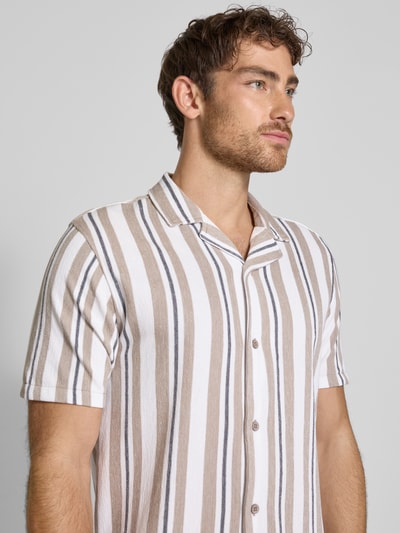 Lindbergh Relaxed fit vrijetijdsoverhemd met reverskraag Zand - 3