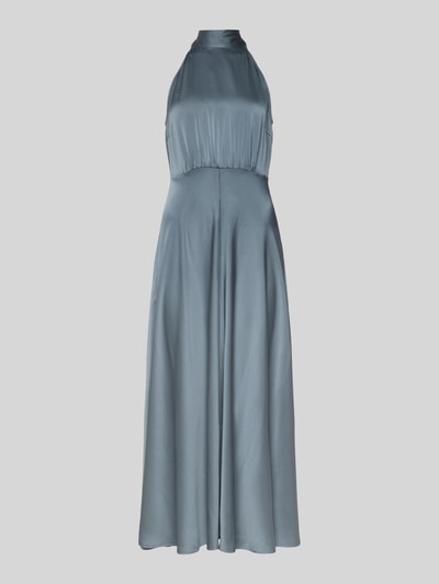 Produktfoto, Maxikleid mit Neckholder Modell 'RHEO' von Samsøe Samsøe in Blau, tailliert, Material-Mix mit Stretch, glänzende Textur