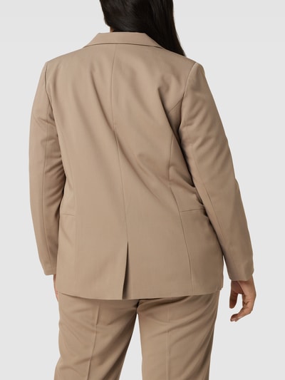 KAFFE Curve PLUS SIZE blazer met klepzakken, model 'Sakira' Taupe - 5