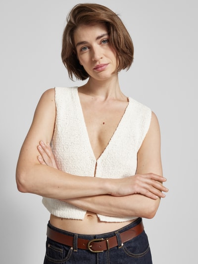 MSCH Copenhagen Mouwloos vest met knoopsluiting, model 'Hannalie' Offwhite - 3