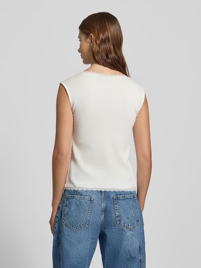 Pieces Regular Fit Top in Rippoptik Modell  'TIRADE' Offwhite 5