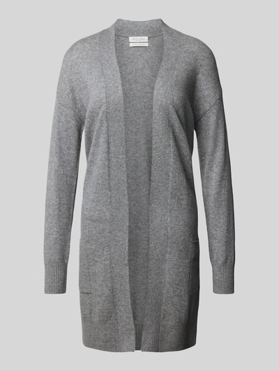 Christian Berg Woman Gebreide lange jas van kasjmier met opgestikte zakken Grafiet gemêleerd - 2