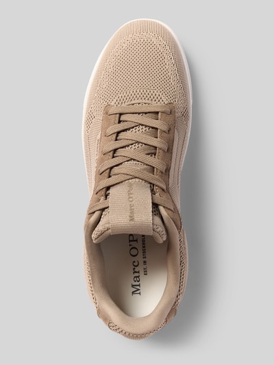 Productfoto, sneakers van rundleer van Marc O'Polo voor heren in beige met fijne structuur en witte zool, bovenaanzicht