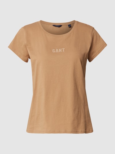Gant T-Shirt mit Label-Stitching Beige 2
