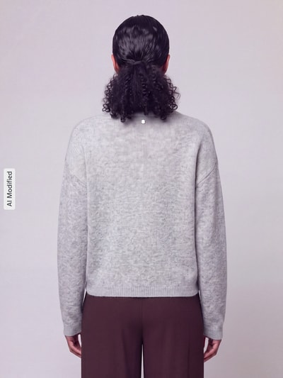 BOSS Orange Relaxe-Fit Strickjacke aus Alpacka-Mix mit Woll-Anteil Modell 'C_Farano' Hellgrau Melange 5