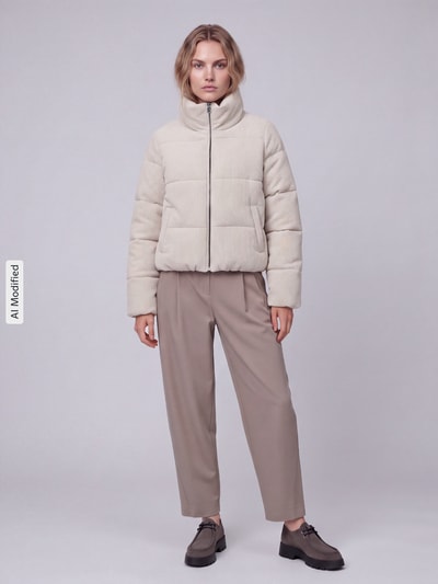 ONLY Steppjacke mit hohem Stehkragen Ecru 1