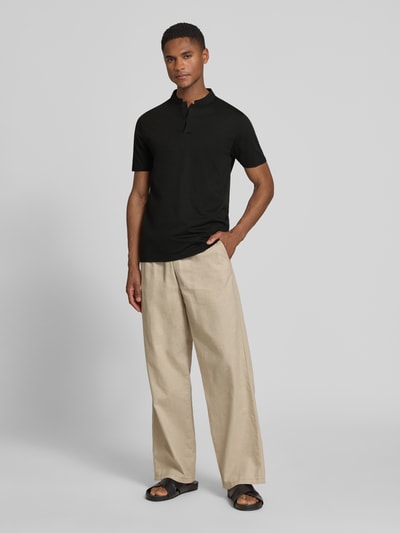 DRYKORN Slim Fit Poloshirt mit Stehkragen Modell 'LOUIS' Black 1