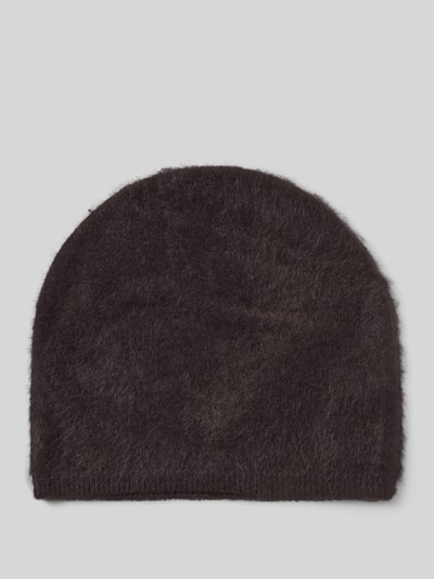 Produktfoto, Beanie aus reinem kasjmier van Christian Berg Woman in donkerbruin, tricotlook met ribboord en siernaad