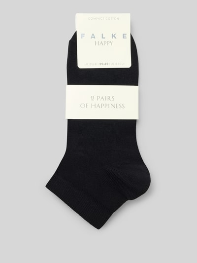 Produktfoto, Socken met geribde boord in set van 2 van Falke, dames katoenenmix met stretch, nauwsluitend model, zwart met fijne structuur.