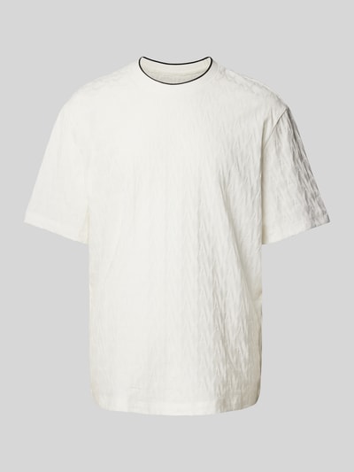 ARMANI EXCHANGE T-Shirt mit geripptem Rundhalsausschnitt Modell 'Jaquard' Weiss 2