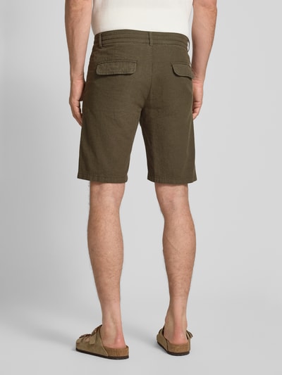 Lindbergh Bermuda met steekzakken opzij en strikceintuur Olijfgroen - 5
