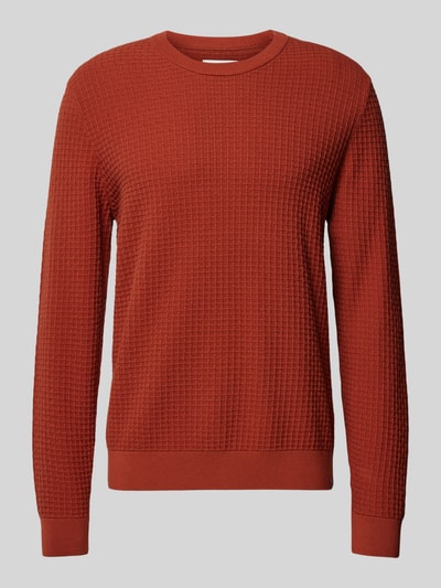 Armedangels Gebreide pullover met ribboorden, model 'GRAANMO' Roestrood - 2