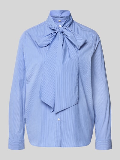 Milano Italy Bluzka o kroju regular fit wiązaniem pod szyją i listwą guzikową Błękitny 2