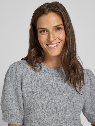 Vero Moda Regular Fit Strickpullover mit Woll-Anteil Modell 'NOVAH' Mittelgrau 3