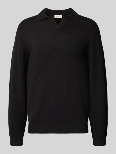 Casual Friday Regular Fit Longsleeve mit Polokragen Modell 'Karl' Black 2