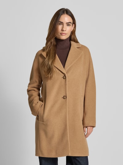 Marc Cain Płaszcz o kroju relaxed fit z mieszanki żywej wełny z dodatkiem wełny z alpaki Camel 4