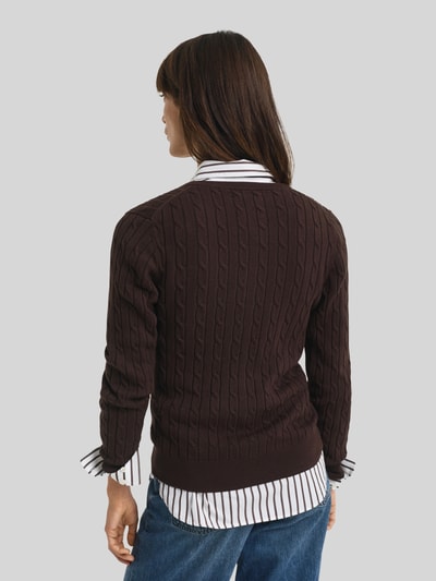 GANT Regular Fit Strickjacke aus Baumwoll-Mix Mittelbraun 5