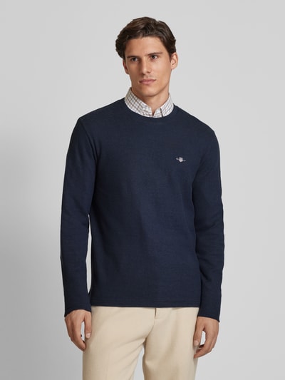 Gant Sweatshirt met labelstitching Marineblauw - 4