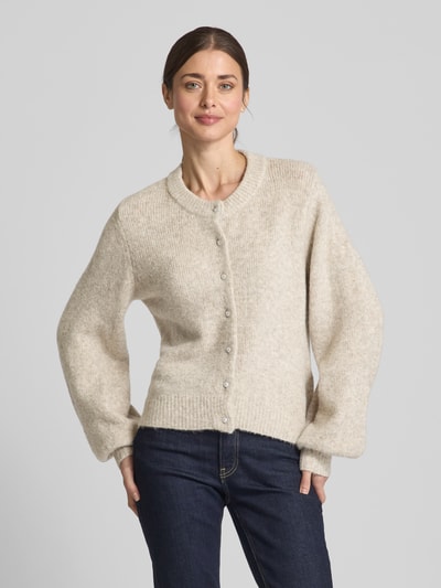 My Essential Wardrobe Cardigan met ronde hals, model 'Ellie' Lichtgrijs gemêleerd - 4