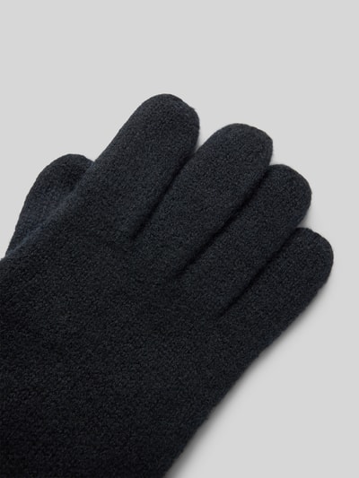 Produktfoto, Handschuhe aus reiner Schurwolle von Roeckl in dunkler Farbe, Strick-Optik, Label-Detail in metallic, weiche Textur