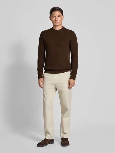 SELECTED HOMME Regular fit pullover van puur katoen, model 'DANE' Chocoladebruin - 1