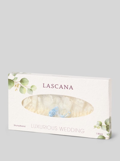 Produktfoto, Strumpfband aus Spitze von LASCANA mit zarter Kontrastfarbener Schleife aus Tüll, Perlen-Rose, Must-have für Braut, Hochzeitsmode