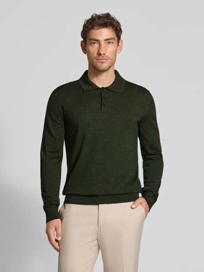 CRUNA Gebreide polo met kentkraag Kaki - 4