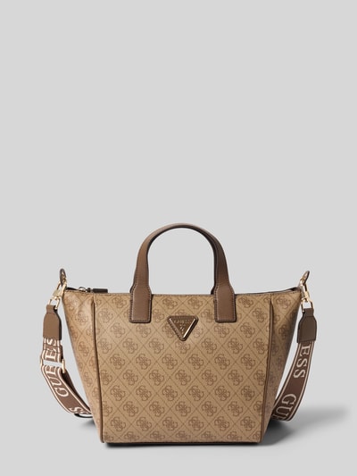 GUESS Torebka typu tote bag z naszywką z logo model 'FOLLIE' Jasnobrązowy 2