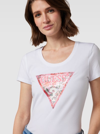 Guess T-Shirt mit Label-Print Weiss 3