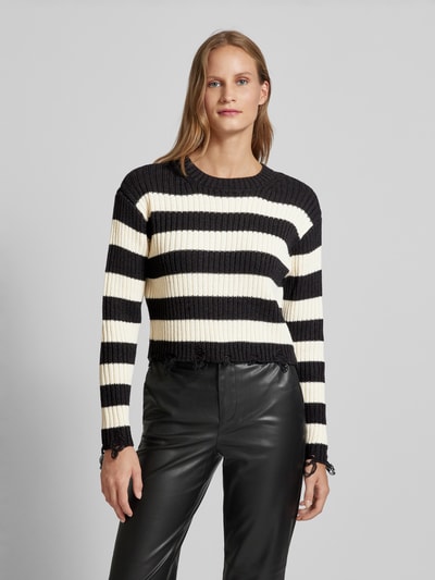 Vero Moda Pullover met lange mouwen en ronde hals, model 'MERCER' Zwart - 4