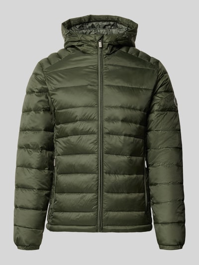 Produktfoto, Regular Fit kurtka z efektem pikowania Model 'KINGSLEY' od JACK & JONES w kolorze oliwkowej zieleni, zamek błyskawiczny, kaptur, wpuszczane kieszenie, długość tyłu w rozmiarze M: 70 cm, szerokość ramion w rozmiarze M: 45 cm, szerokość klatki piersiowej w rozmiarze M: 52 cm, długość rękawów w rozmiarze M: 67 cm