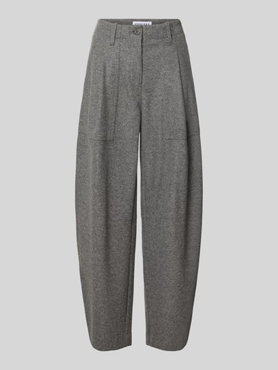 Produktfoto, graue Regular Fit Barrel Leg Hose mit Melange-Optik, Material-Mix mit Viskose-Woll-Anteil, Modell 'October' von CAMBIO