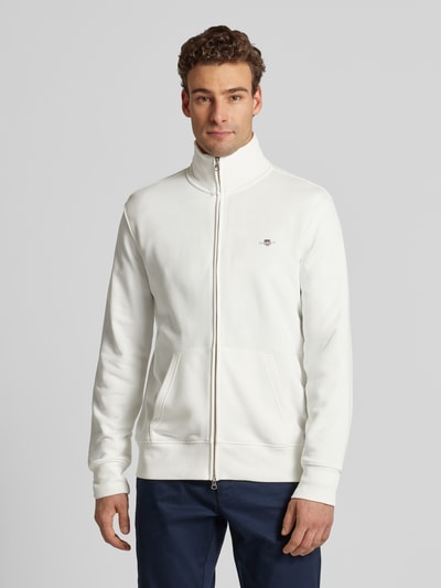 Gant Regular fit sweatjack met labelstitching, model 'SGIELD' Offwhite - 4