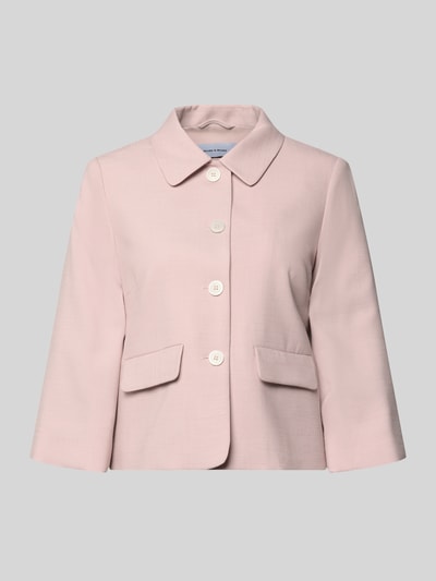Produktfoto, Regular Fit Blazer aus Viskose-Mix mit Pattentaschen von More & More, różowy kolor, krój regular fit, kołnierz wykładany, zapięcie na guziki, kieszenie z patkami, lekko teksturowana tkanina, długość tyłu w rozmiarze 36: 51 cm, szerokość w rozmiarze 36: 47 cm, długość rękawa w rozmiarze 36: 46 cm