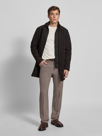 Matinique Lange jas met blinde knoopsluiting, model 'Philman' Zwart - 1