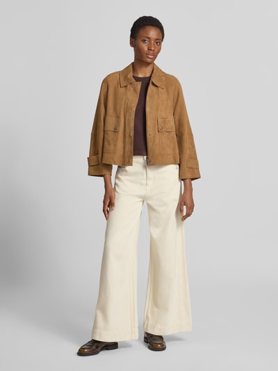Weekend Max Mara Regular Fit Lederjacke aus echtem Ziegenleder Modell 'ABITO' Mittelbraun 1