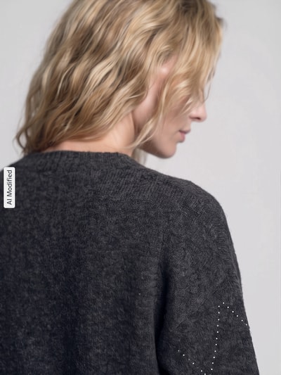 Jake*s Collection cardigan met wol Donkergrijs - 3
